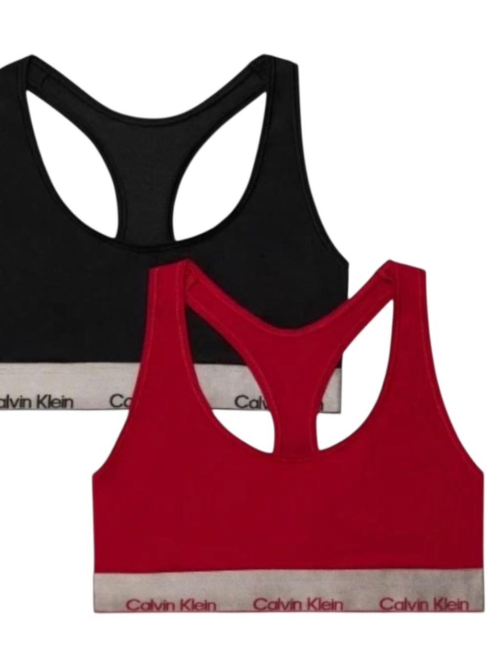 Calvin Klein Modern Racerback Bralette Black & Red M Wireless Unlined - NWT